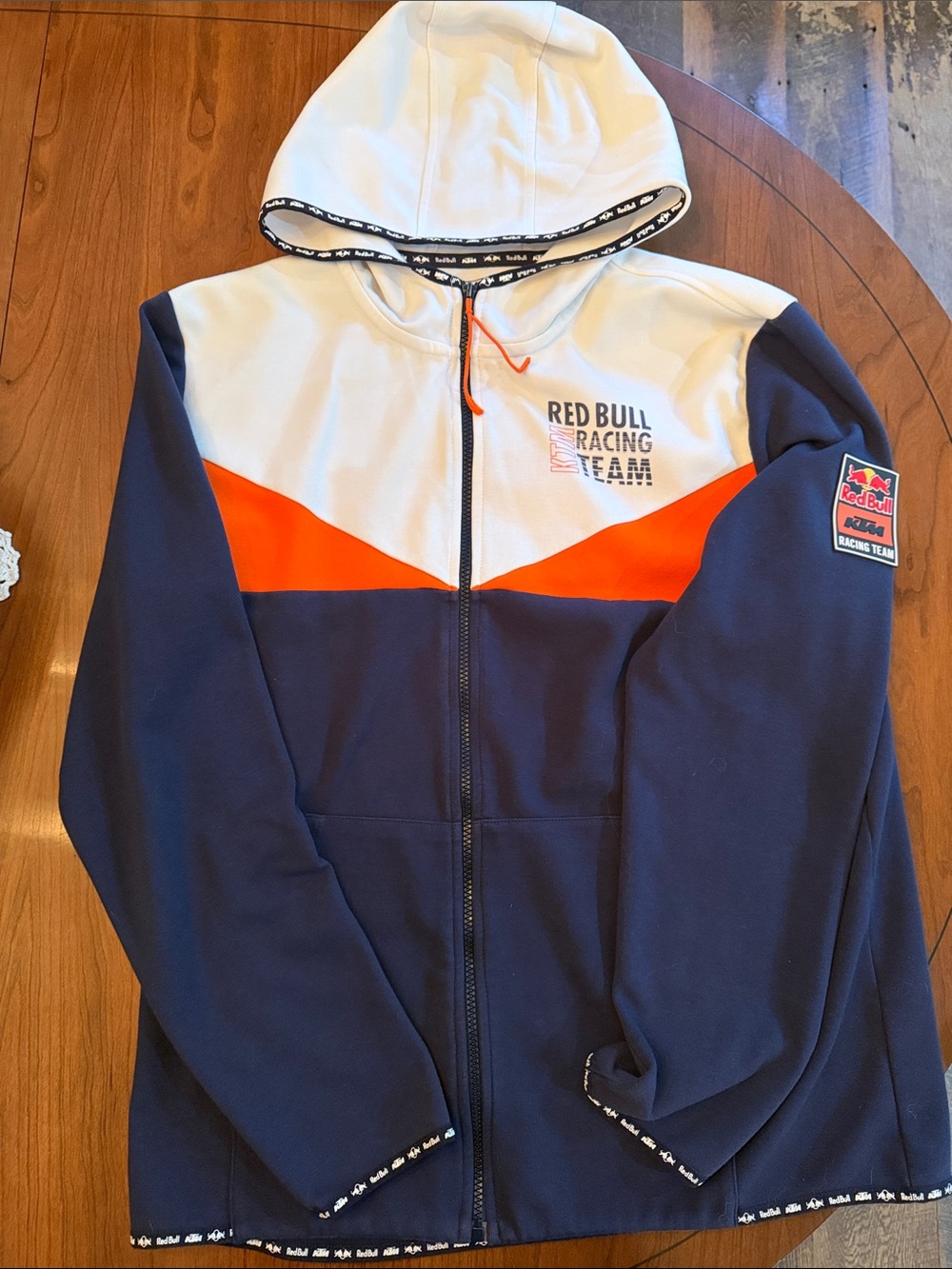 Men's Navy & White Zip-Up Hoodie